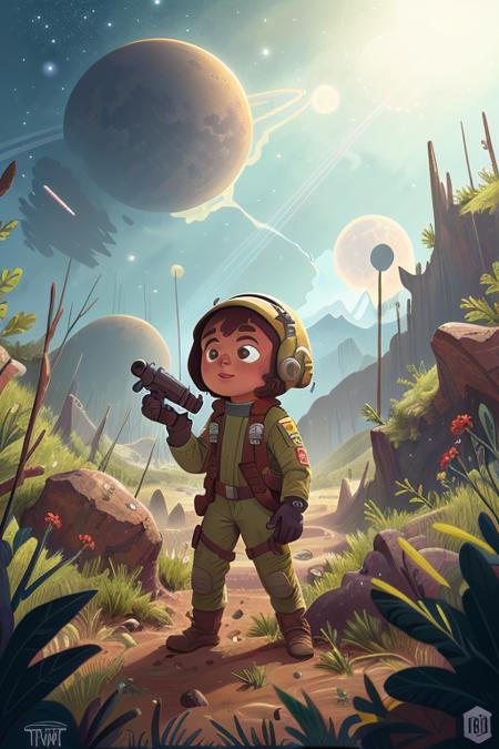 03790-3299919458-a Chilean girl in a wasteland, explorer suit, alien planet, space, starfield, kid, Rocky Shore.png
